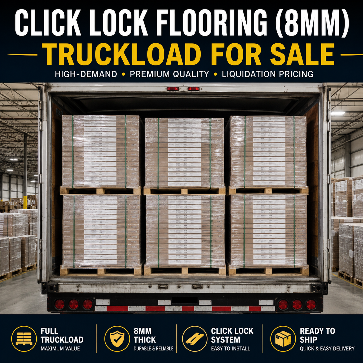 Click Lock Flooring (8mm) truckload for sale