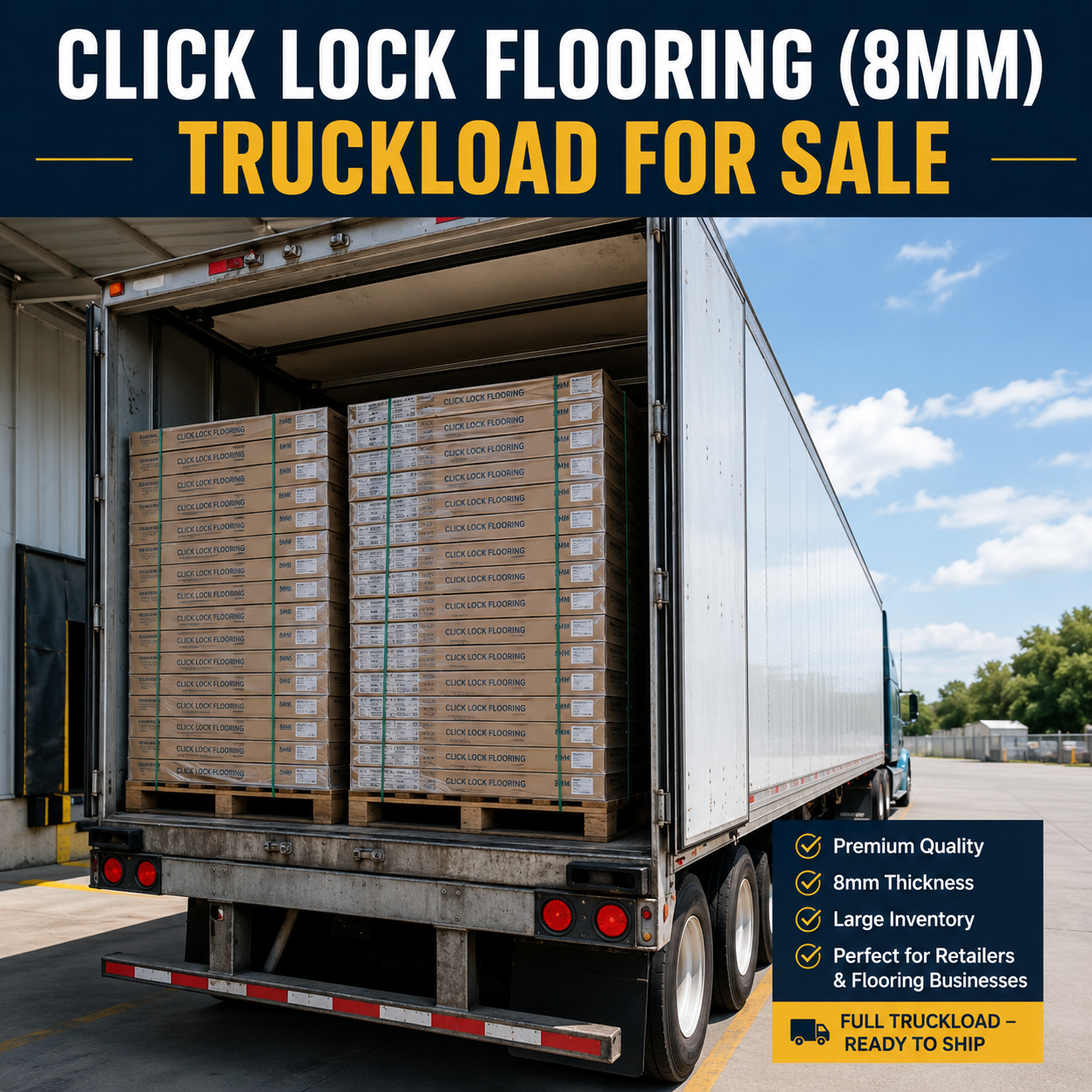 Click Lock Flooring (8mm) truckload for sale